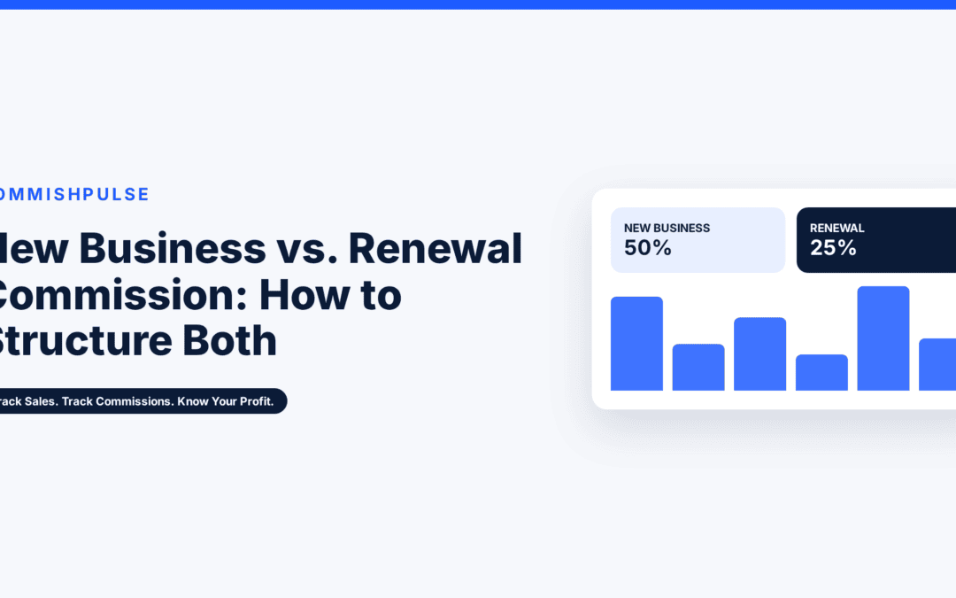 Split comparison showing new business commission vs renewal commission structures